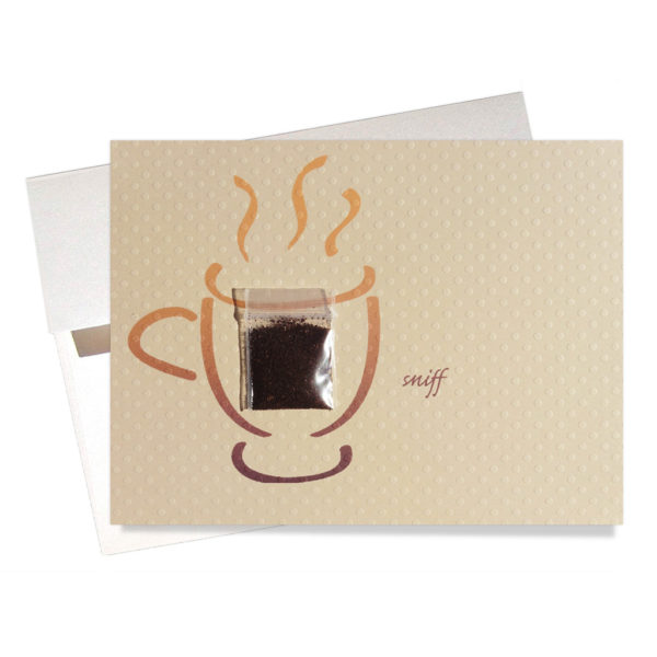 Real coffee inside aromatherapy birthday card