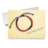 Friendship bracelet birthday card features a colorful waxed string bracelet