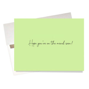 Inside popular "Owie!" Get Well Card says "hope you're on the mend soon!"