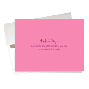 Message inside glitter Mother's Day card