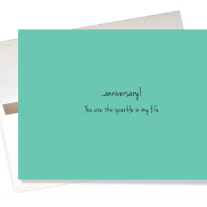 Inside of Anniversary card with packet of glitter on front