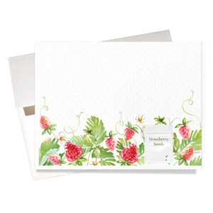 "Berry happy birthday" card features a tiny bag of a few plantable strawberry seeds
