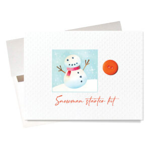 Snowman Starter Kit Holiday card features an orange button for a nose