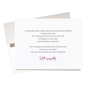 Inside image of "Butterfly Sympathy" card offers a message of comfort and sympathy