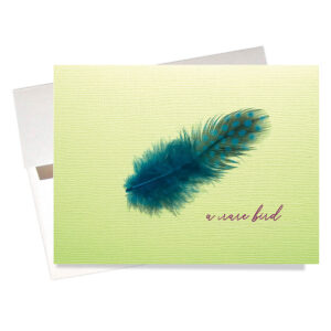 "Rare Bird" Sympathy Card for Loss of a Mother is a lovely card featuring a spotted teal feather
