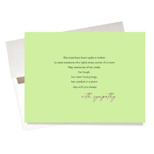 Inside "Rare Bird" Sympathy Card for Loss of a Mother offers a message of sympathy & comforting memories