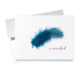 "Rare Bird" Sympathy Card for Loss of a Father is a lovely card featuring a spotted teal blue feather.