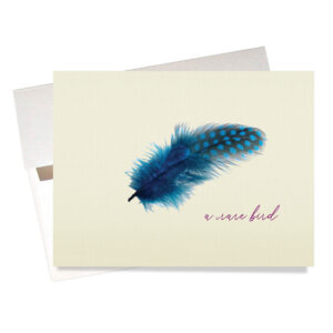 "Rare Bird" Sympathy Card for Loss of a Friend or Sibling is a lovely card featuring a spotted teal blue feather.